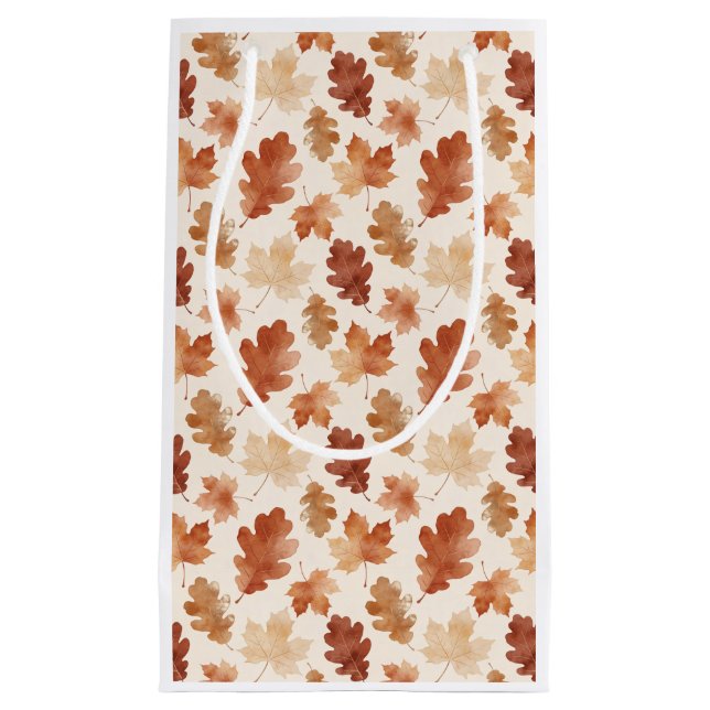 Cozy Autumn Leaf Pattern Small Gift Bag (Front)