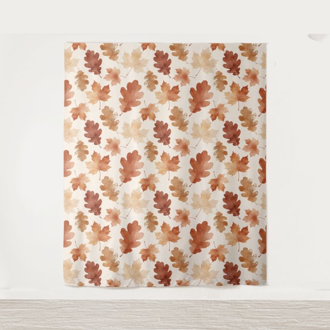 Cozy Autumn Leaf Pattern Tapestry (Front)