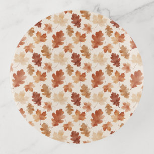 Cozy Autumn Leaf Pattern Trinket Tray