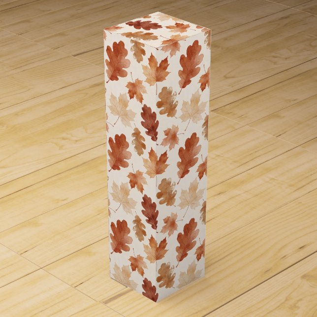 Cozy Autumn Leaf Pattern Wine Box (Front)