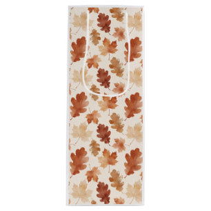 Cozy Autumn Leaf Pattern Wine Gift Bag