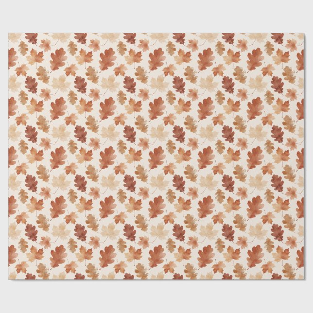 Cozy Autumn Leaf Pattern Wrapping Paper (Flat)