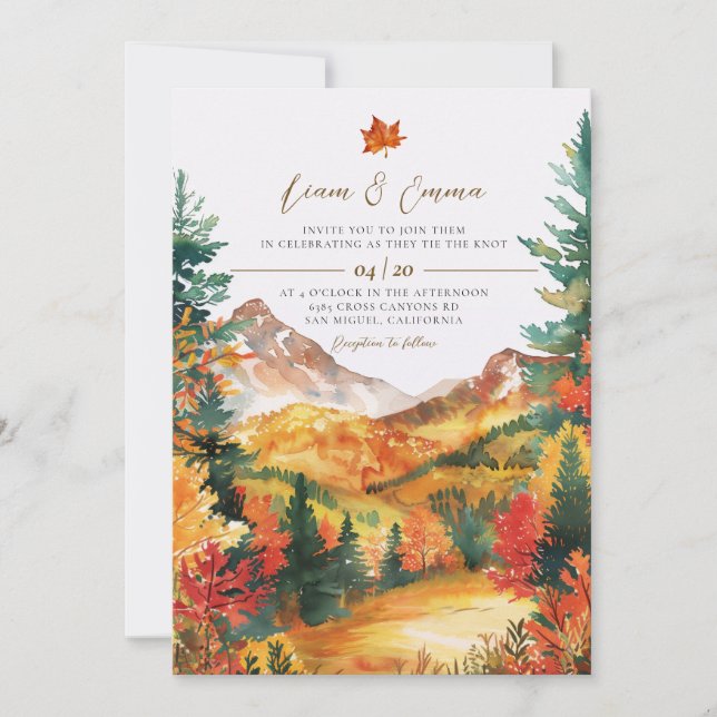 Cozy Autumn Leaf Wedding Invitation (Front)