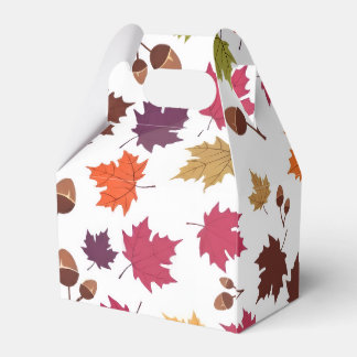 Cozy Autumn Leaves and Acorns Fall Pattern Favor Boxes