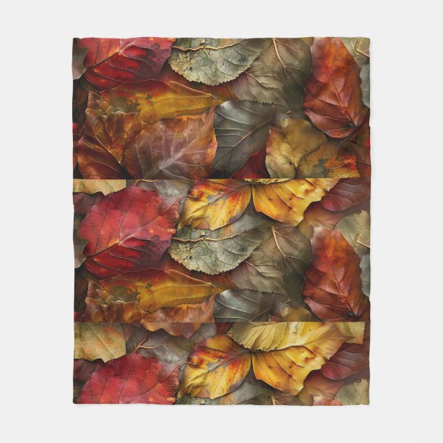 Cozy Autumn Leaves  Fleece Blanket (Front)