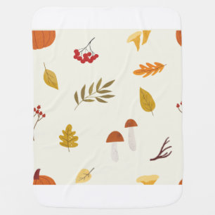 Cozy Autumn Leaves & Mushrooms Fall Botanical Il Baby Blanket
