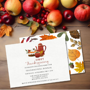  Cozy Autumn Leaves Thanksgiving Dinner Party Invitation