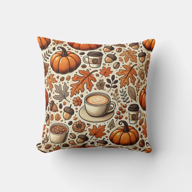 Cozy Autumn Leaves Throw Pillow (Front)
