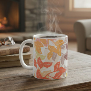 Cozy Autumn Leaves Warm Tones Coffee Mug