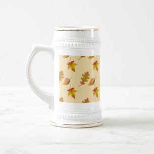 Cozy autumn maple leaves oak leaves beer stein