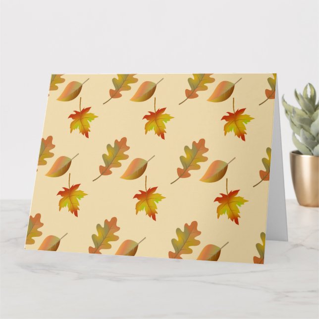 Cozy autumn maple leaves oak leaves card (Small Plant)