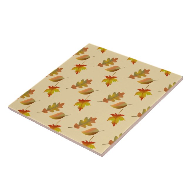 Cozy autumn maple leaves oak leaves  ceramic tile (Side)