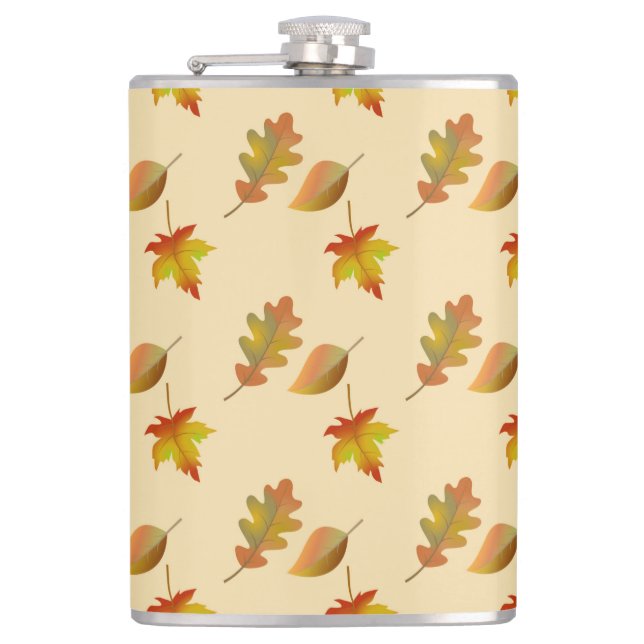 Cozy autumn maple leaves oak leaves  flask (Front)