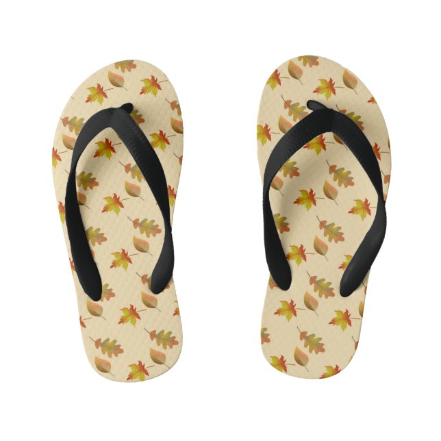 Cozy autumn maple leaves oak leaves  kid's flip flops (Footbed)