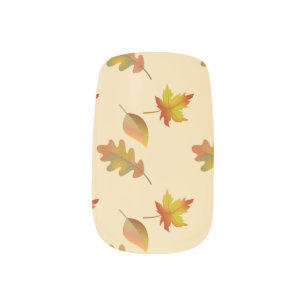 Cozy autumn maple leaves oak leaves minx nail art