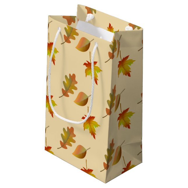 Cozy autumn maple leaves oak leaves  small gift bag (Back Angled)