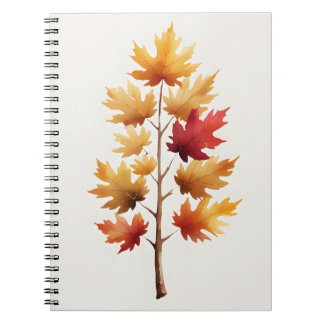 Cozy Autumn Maple Tree Watercolor Spiral Notebook