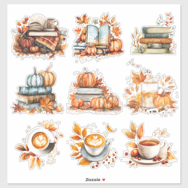 Cozy Autumn Moments – Whimsical Fall Sticker Set (Sheet)