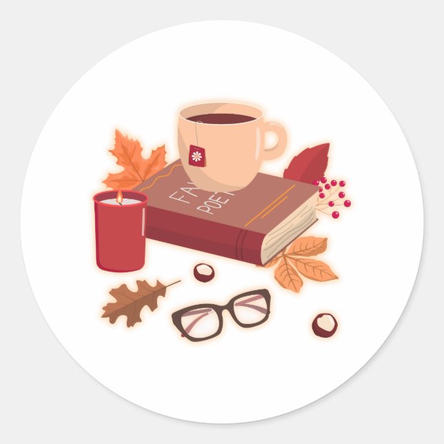 Cozy Autumn Mood Classic Round Sticker (Front)