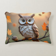 Cozy Autumn Origami Owl Throw Pillow