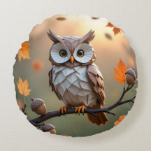 Cozy Autumn Origami Owl Throw Pillow