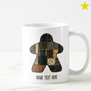 Cozy Autumn Patchwork Quilt Meeple Board Game Coffee Mug