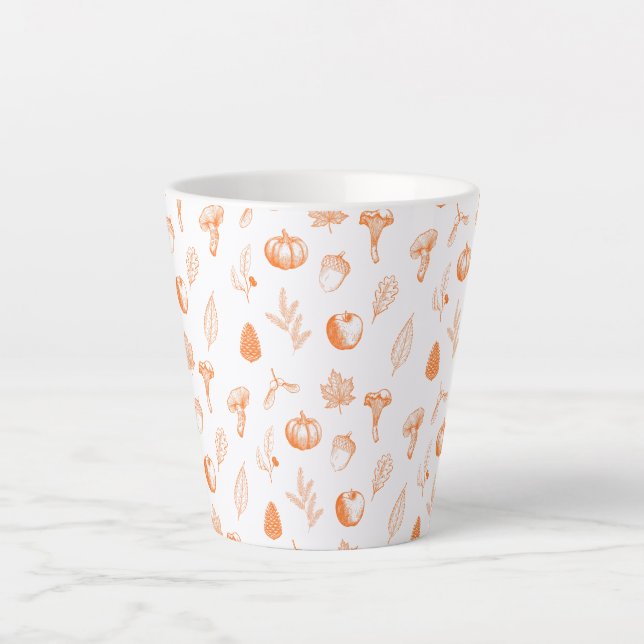 Cozy Autumn Pattern Latte Mug (Front)