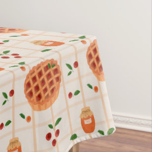 Cozy Autumn Pie and Jam Pattern Tablecloth