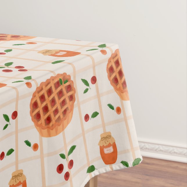 Cozy Autumn Pie and Jam Pattern Tablecloth (In Situ)