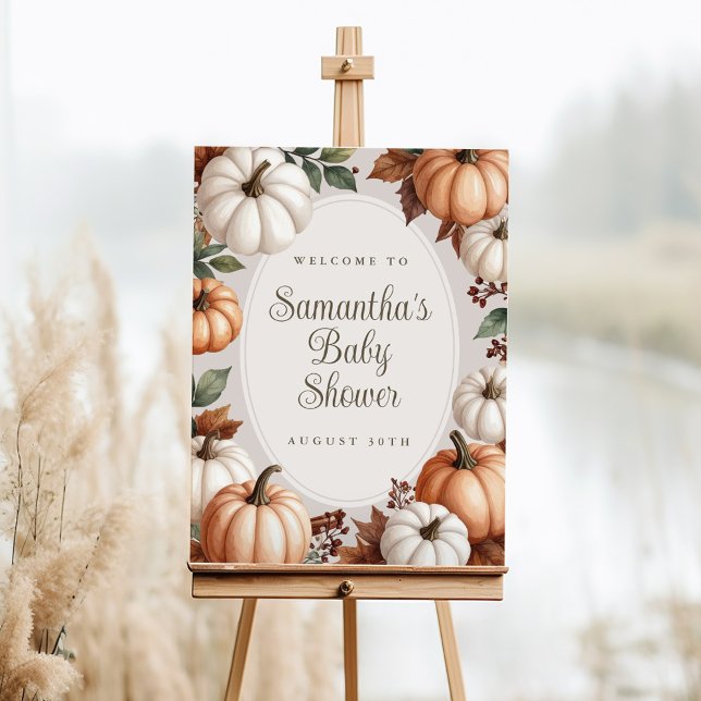 Cozy Autumn Pumpkin Baby Shower Welcome Sign (Creator Uploaded)