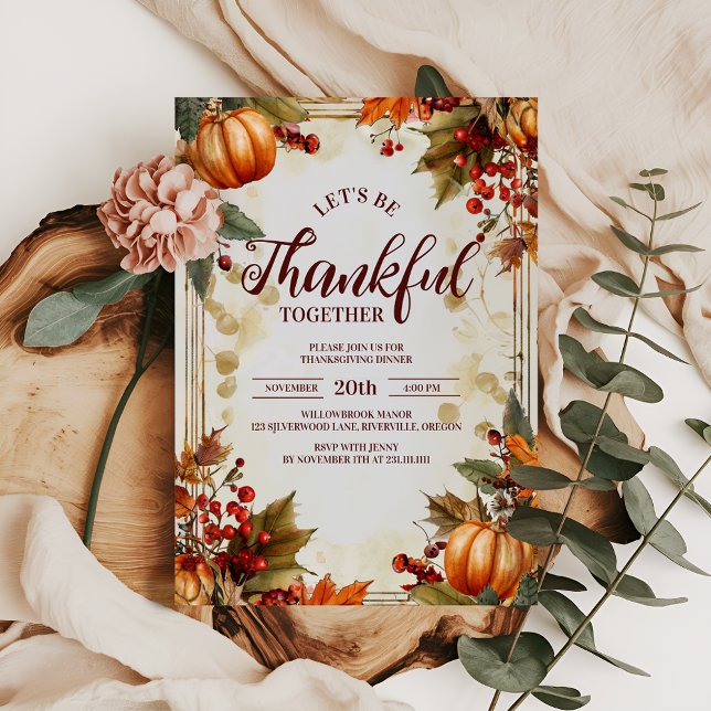 Cozy Autumn Pumpkin Harvest Thanksgiving Dinner Invitation (Creator Uploaded)