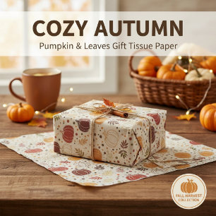 Cozy Autumn Pumpkin & Leaves Fall Harvest Gift  Tissue Paper