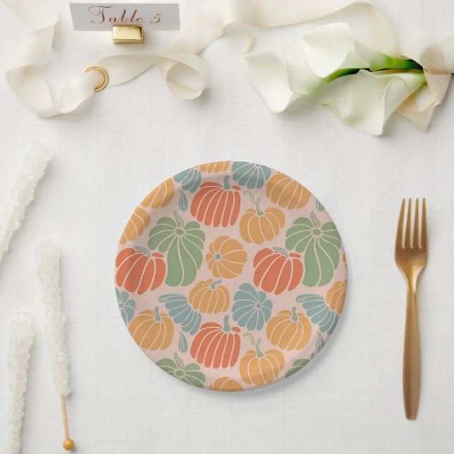 Cozy Autumn Pumpkin Paper Plates & Party Supplies  (Wedding)