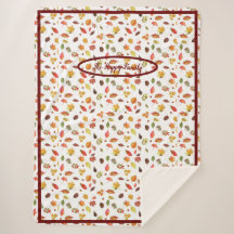 Cozy Autumn Sherpa Blanket With fall leafs