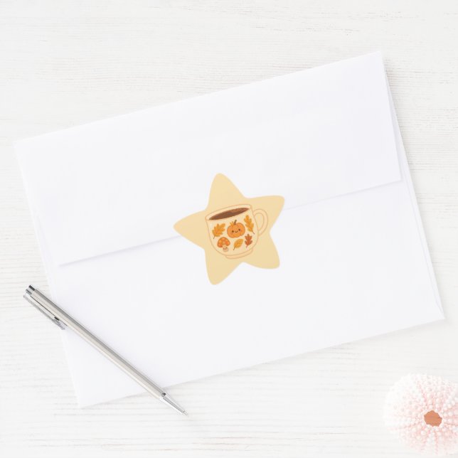 Cozy Autumn Star Sticker with Pumpkin (Envelope)