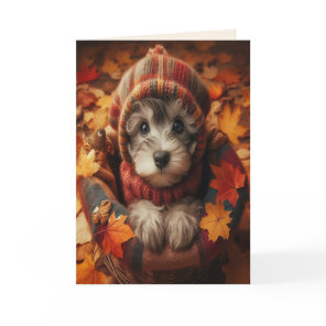 Cozy Autumn Sweater Puppy Card