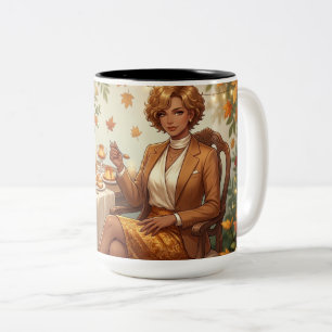 Cozy Autumn Sweets – Caramel Dessert Table Two-Tone Coffee Mug