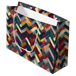 Cozy Autumn Tones Weave Pattern Large Gift Bag