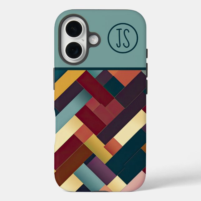 Cozy Autumn Tones Weave Pattern Monogrammed Case-Mate iPhone Case (Back)