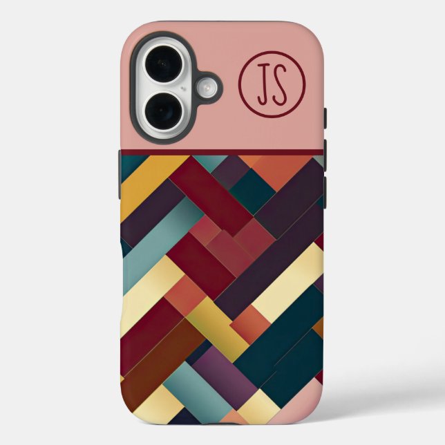 Cozy Autumn Tones Weave Pattern Monogrammed Case-Mate iPhone Case (Back)