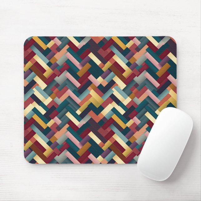 Cozy Autumn Tones Weave Pattern Mouse Pad (With Mouse)