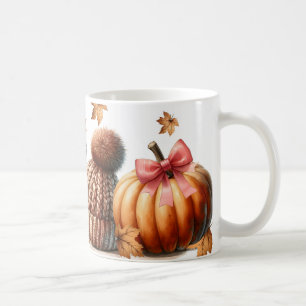 Cozy Autumn Vibes - Boots, Pumpkin, Knit Hat Coffee Mug