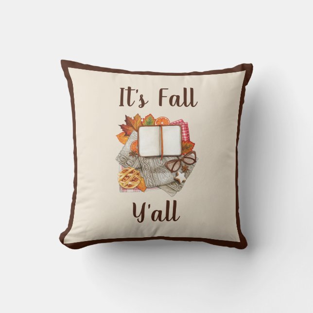 Cozy Autumn Vibes - Farmhouse Fall Decor Throw Pillow (Front)