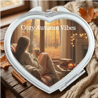 Cozy Autumn Vibes | Personalized Fall Cabin Window Compact Mirror