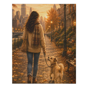 Cozy Autumn Walk with My Best Friend Faux Canvas Print