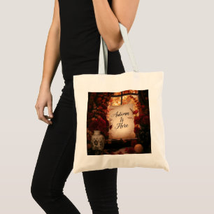 Cozy Autumn Window Rustic Fall Typography Art Tote Bag