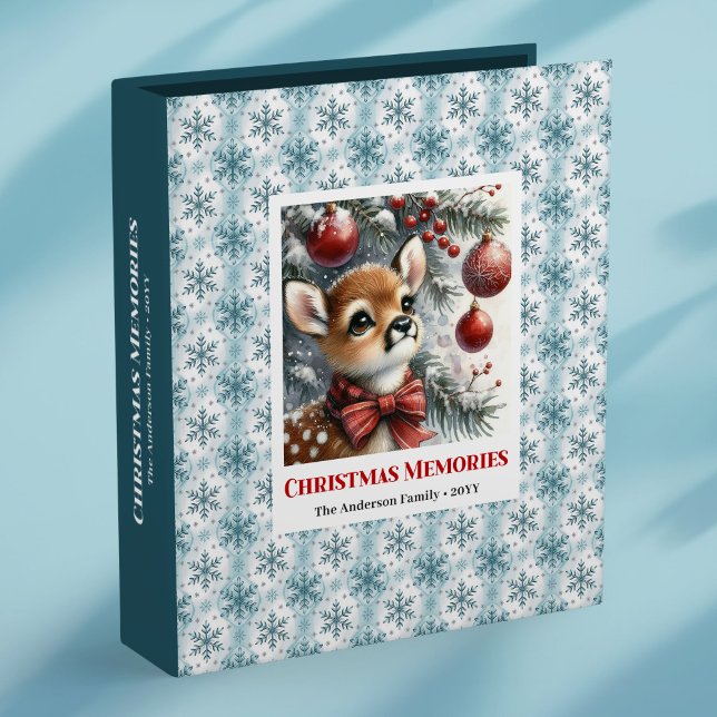 Cozy baby deer Christmas scene watercolor binder  (Cozy baby deer Christmas scene watercolor binder for kids)