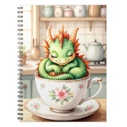 Cozy Baby Dragon in a Teacup Notebook