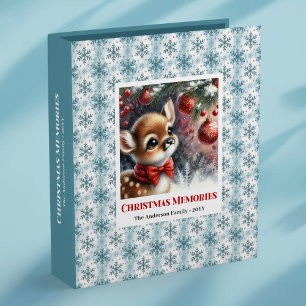 Cozy baby fawn winter scene kids memory album 3 ring binder