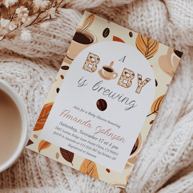 Cozy Baby is Brewing Coffee Themed Baby Shower Invitation (Creator Uploaded)